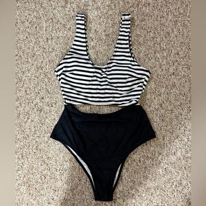 Cupshe Black and White Striped Kids One Piece